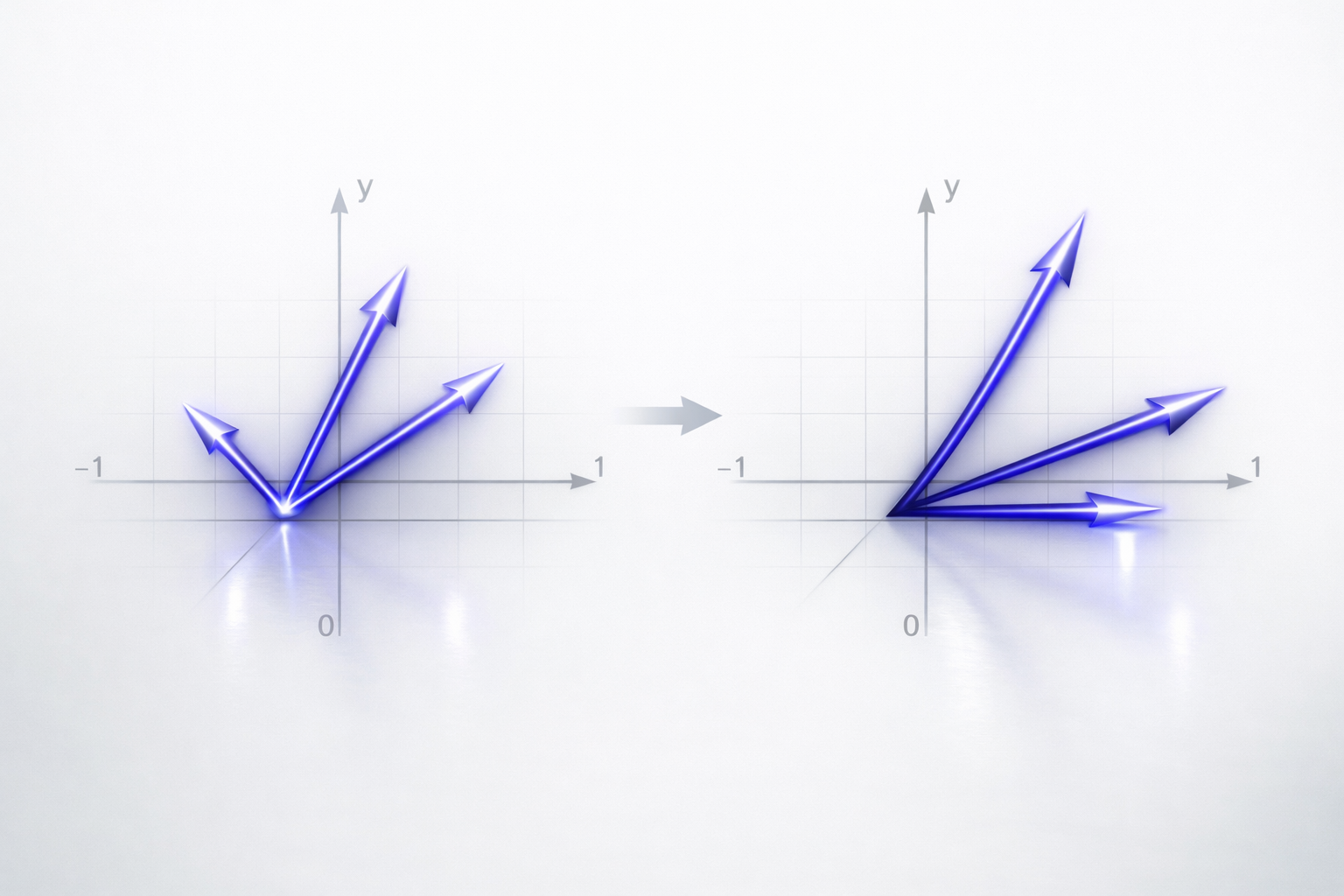 Grid of transformed vectors on a coordinate plane